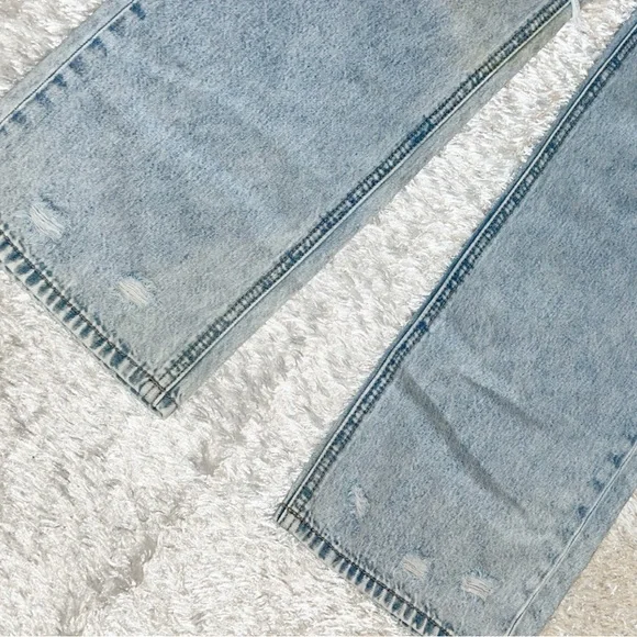 Nature Denim Light Wash Distressed Wide leg Jeans - Picture 2 of 10